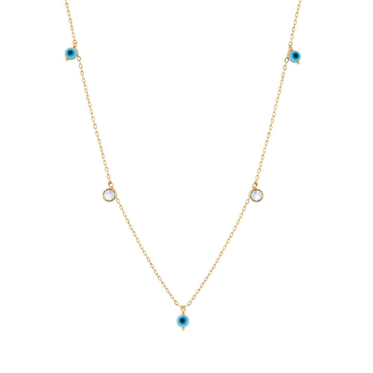 Gargantilha Olho Grego em Ouro Amarelo 18k, com zircônias