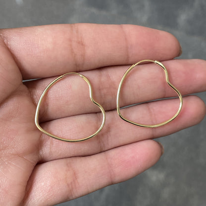 Brinco Argola Coração em Ouro Amarelo 18K-750