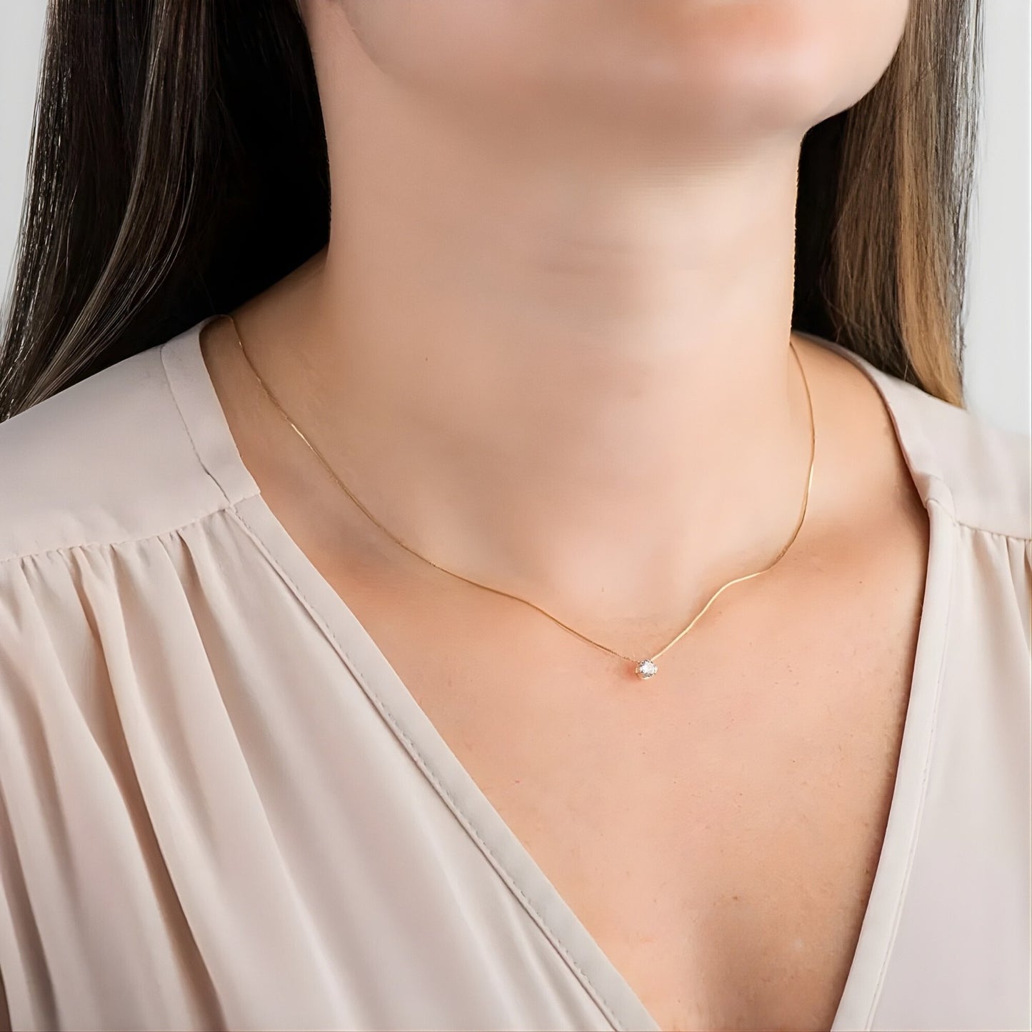 Pingente Ponto de Luz 4mm Galeria em Ouro Amarelo 18k-750, com zircônia
