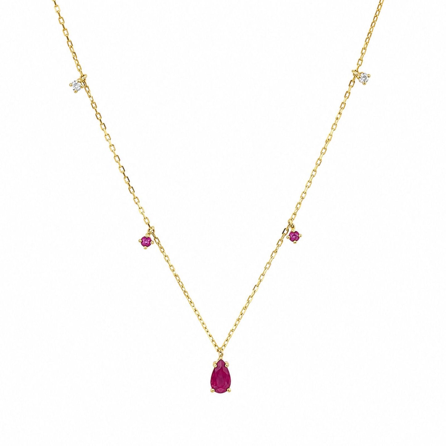 Gargantilha Scarlett em Ouro Amarelo 18K, com rubis e brilhantes - Coleção Uniki
