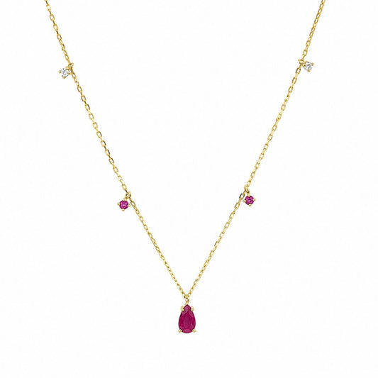 Gargantilha Scarlett em Ouro Amarelo 18K, com rubis e brilhantes - Coleção Uniki