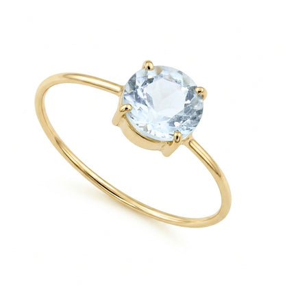 Anel Atol em Ouro Amarelo 18K-750, com água-marinha