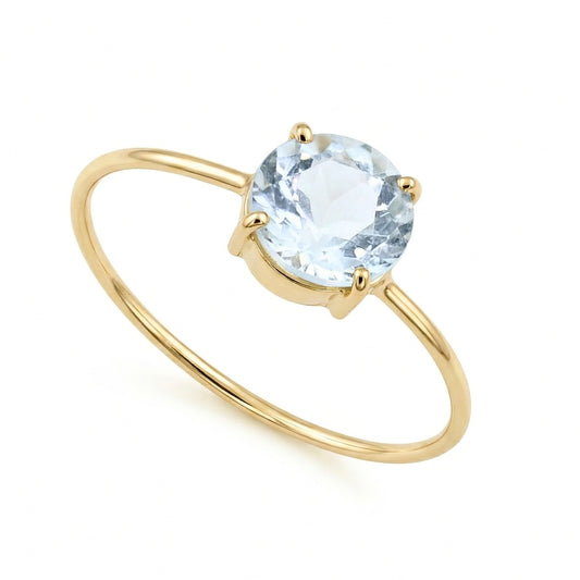 Anel Atol em Ouro Amarelo 18K-750, com água-marinha