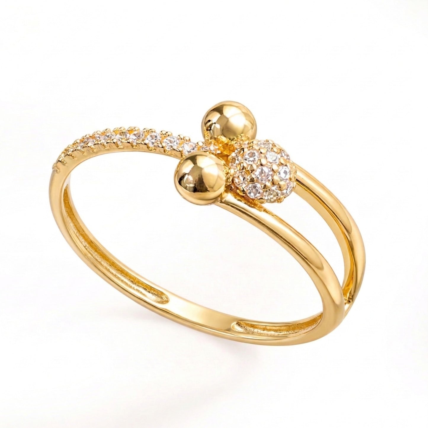 Anel Aurum em Ouro Amarelo 18K-750, com zircônias