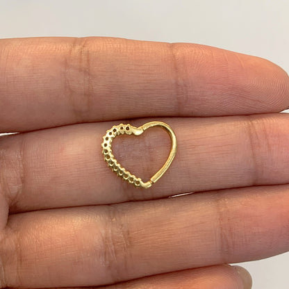 Piercing Daith Coração em Ouro Amarelo 18k-750 - Orelha Esquerda Cartilagem