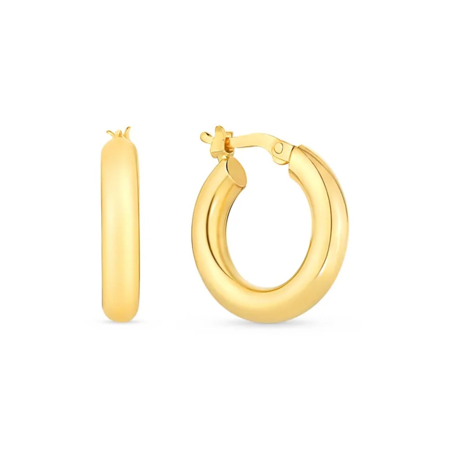 Brinco Argola Redonda Tubular em Ouro Amarelo 18k, 24mm