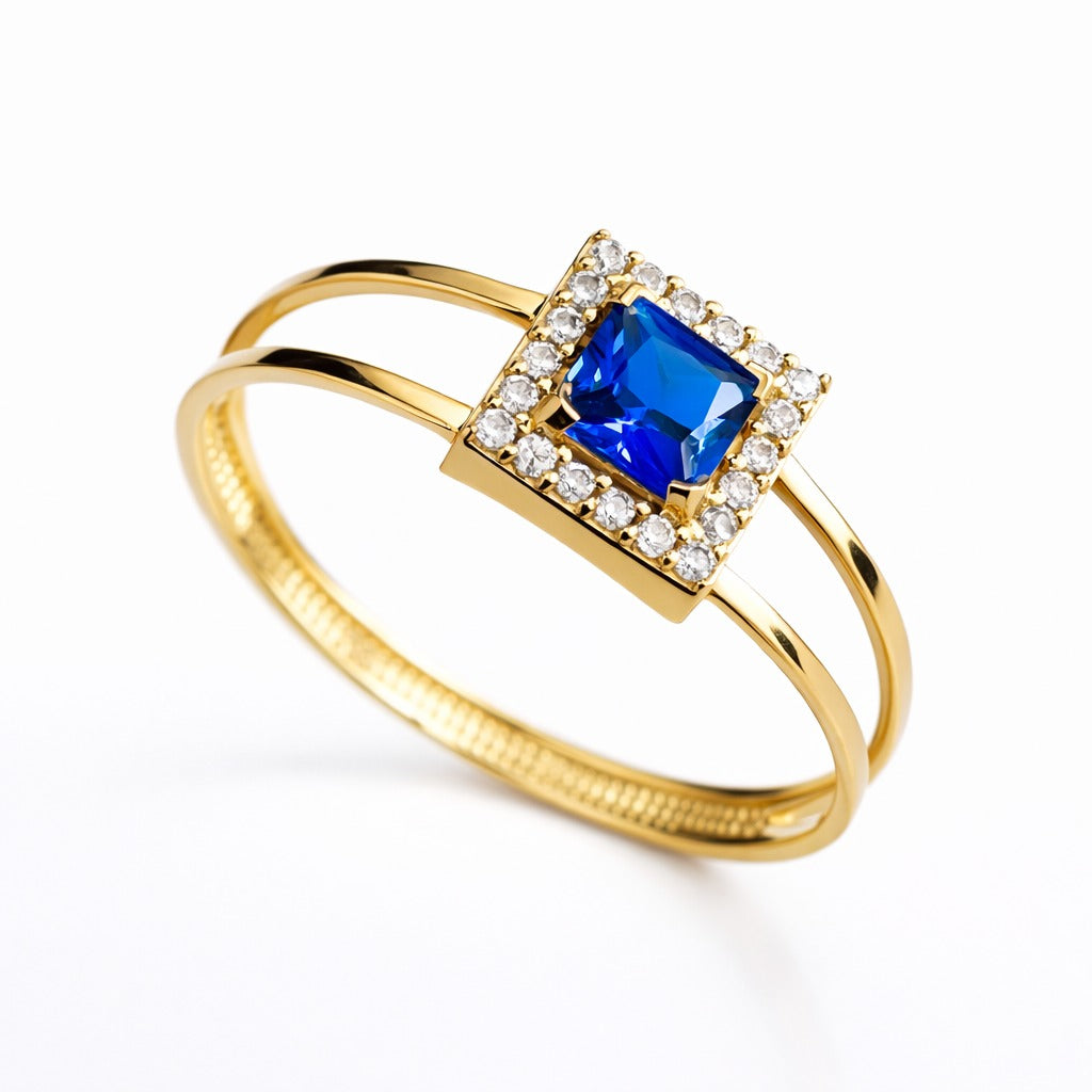 Anel Brillante em Ouro Amarelo 18K-750, com zircônias