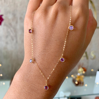Gargantilha com 5 Ametistas em Ouro Amarelo 18K-750