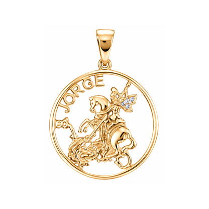 Pingente Medalha de São Jorge em Ouro Amarelo 18K-750