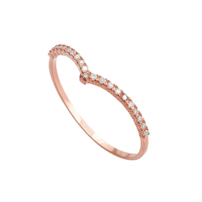 Anel em Ouro 18k Aparador em V Rose