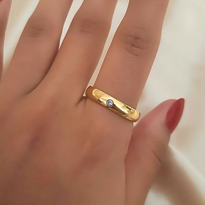Aliança em Ouro 18K Elegância Luminosa Feminina 60155