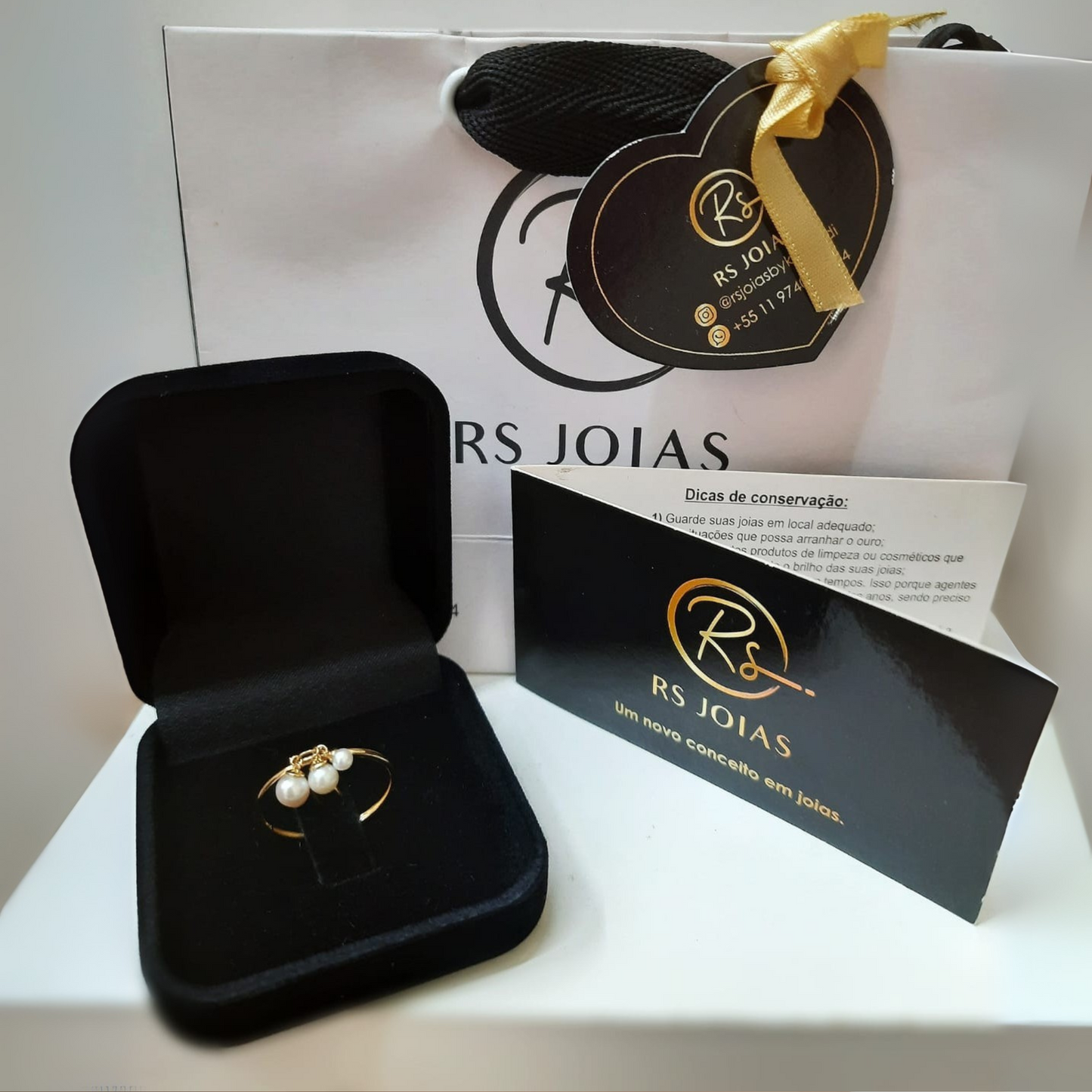 Anel Pérolas Ouro Amarelo e Rosê 18k – Coleção Óra