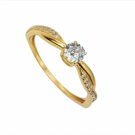 Anel Solitário Lovely em Ouro Amarelo 18K-750