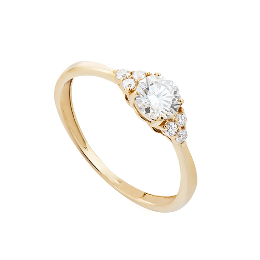 Anel Sunshine em Ouro Amarelo 18K com Moissanite