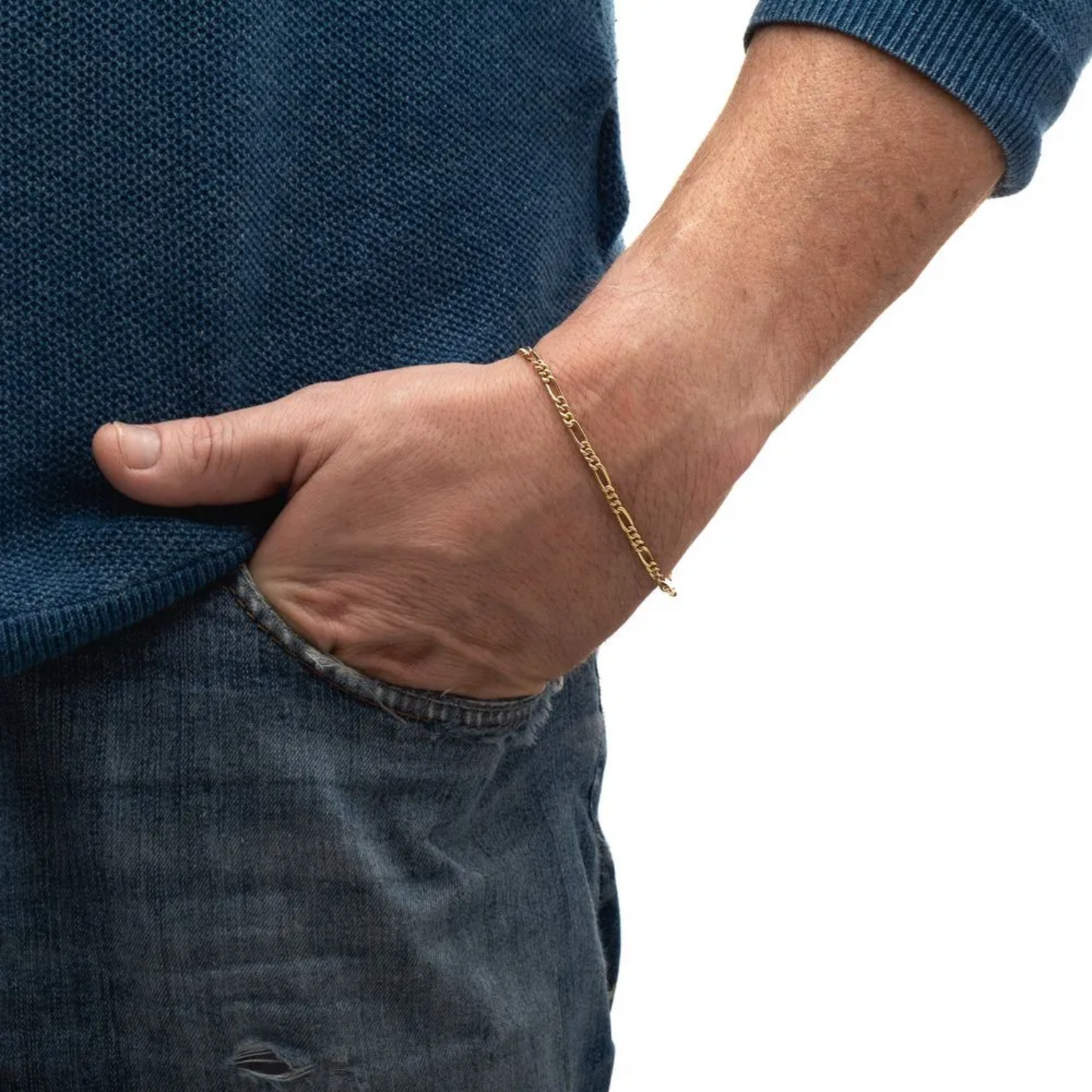 Pulseira Alternada 3×1 fio 60 em Ouro Amarelo 18K