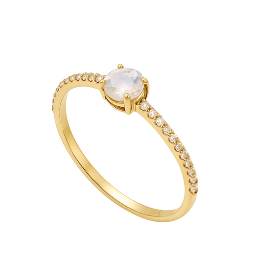Anel Delicate em Ouro Amarelo 18K com Moissanite
