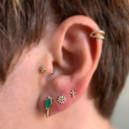 Piercing Zircônias Brancas Ouro Amarelo 18K