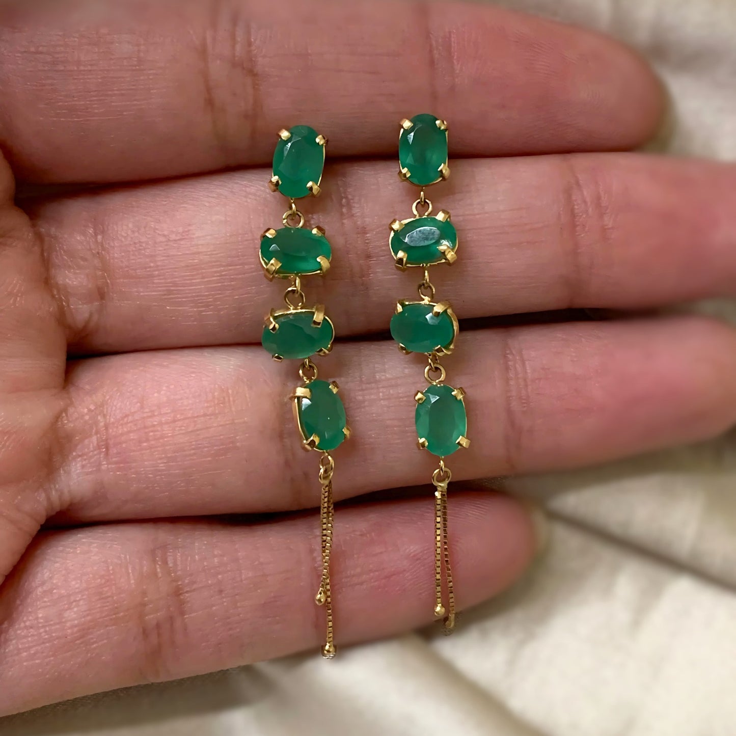 Brinco Com Crisopázios em Ouro Amarelo 18k-750
