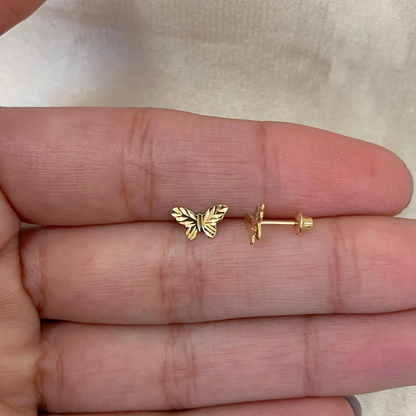 Brinco Borboleta em Ouro Amarelo 18k-750