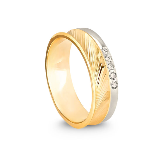 Aliança Destiny em Ouro 18k - 750 com 5 brilhantes