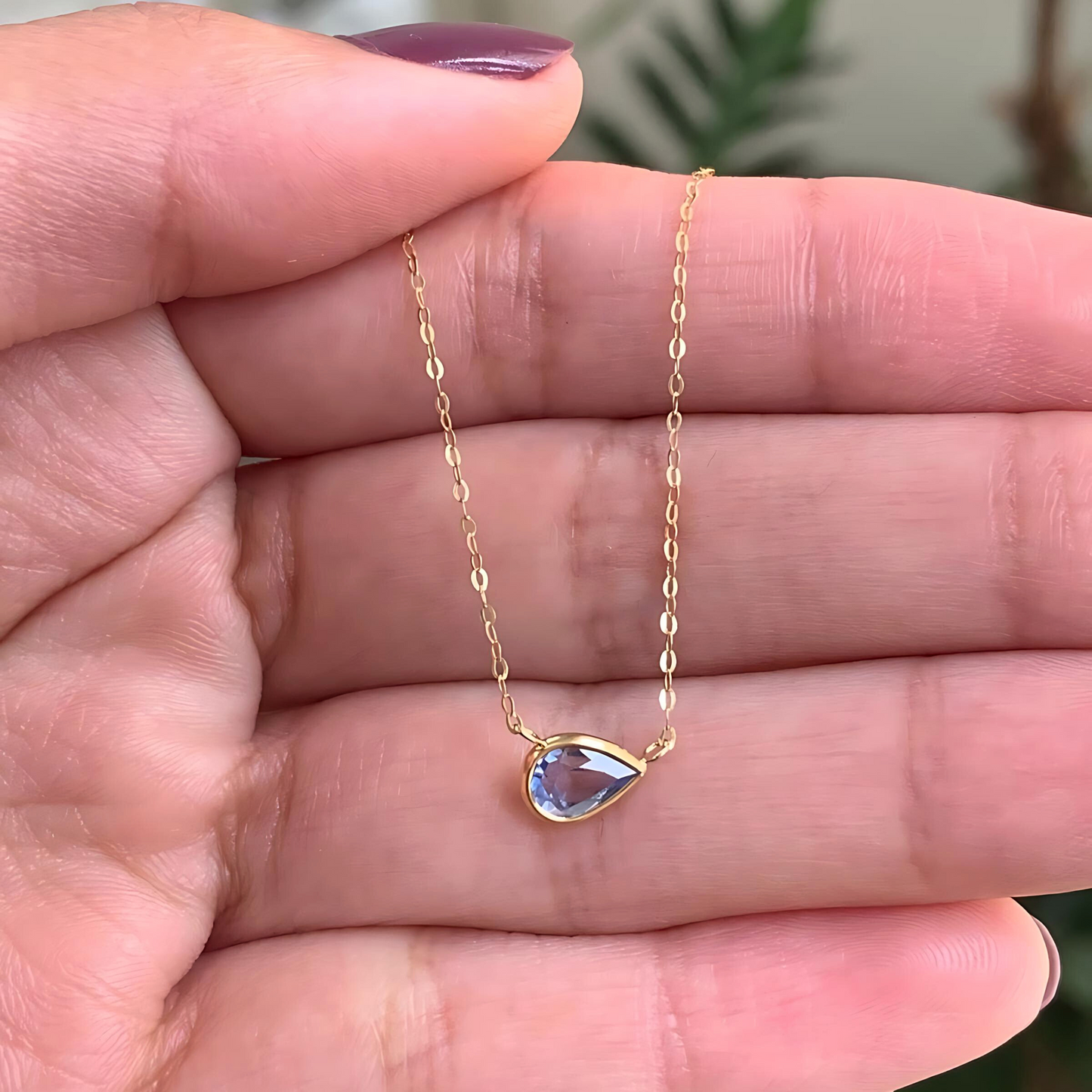 Gargantilha Quartzo Azul em Ouro Amarelo 18K-750