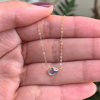 Gargantilha Quartzo Azul em Ouro Amarelo 18K-750