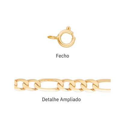 Corrente Alternada 3X1 Diamantada em Ouro Amarelo 18K-750