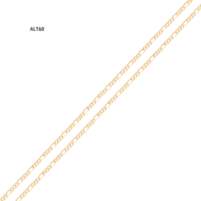 Corrente Alternada 3X1 Diamantada em Ouro Amarelo 18K-750