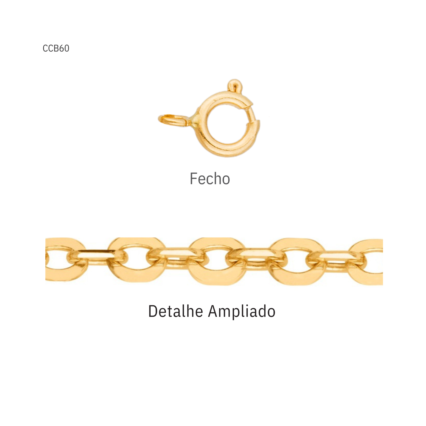 Corrente Cadeado 70cm em Ouro 18K - CCB60