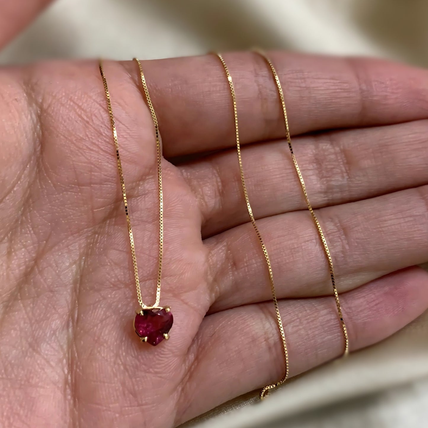 Gargantilha Coração Rubi em Ouro Amarelo 18K-750&nbsp;
