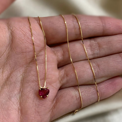 Gargantilha Coração Rubi em Ouro Amarelo 18K-750&nbsp;