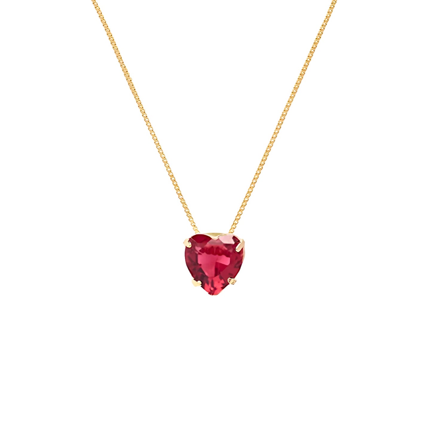 Gargantilha Coração Rubi em Ouro Amarelo 18K-750&nbsp;