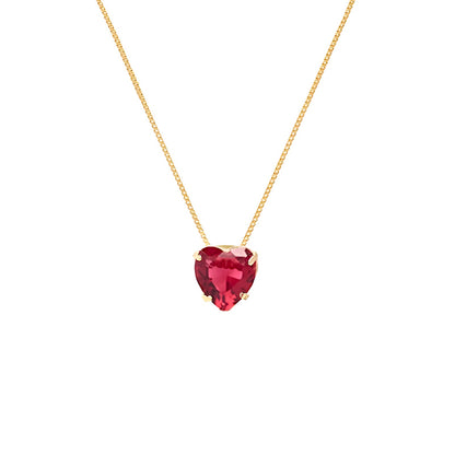 Gargantilha Coração Rubi em Ouro Amarelo 18K-750&nbsp;