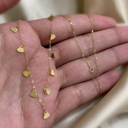 Gargantilha com Corações em Ouro Amarelo 18K-750