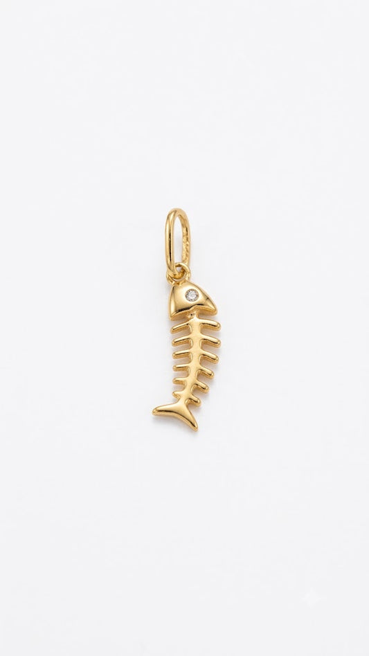 Pingente peixe talismã em Ouro amarelo 18K