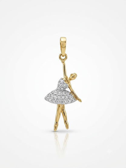 Pingente Bailarina com ZC Branca em Ouro amarelo 18K