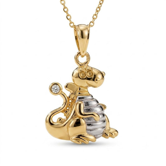 Pingente Dragão em Ouro amarelo18K e Ouro Branco