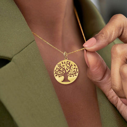 Pingente Medalha Redonda Árvore da Vida Vazada em Ouro Amarelo 18K-750