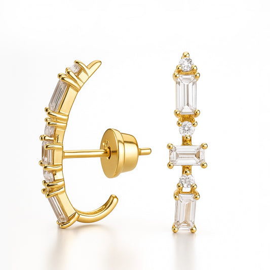 Brinco Ethereal com Topázios Brancos em Ouro Amarelo 18k-750