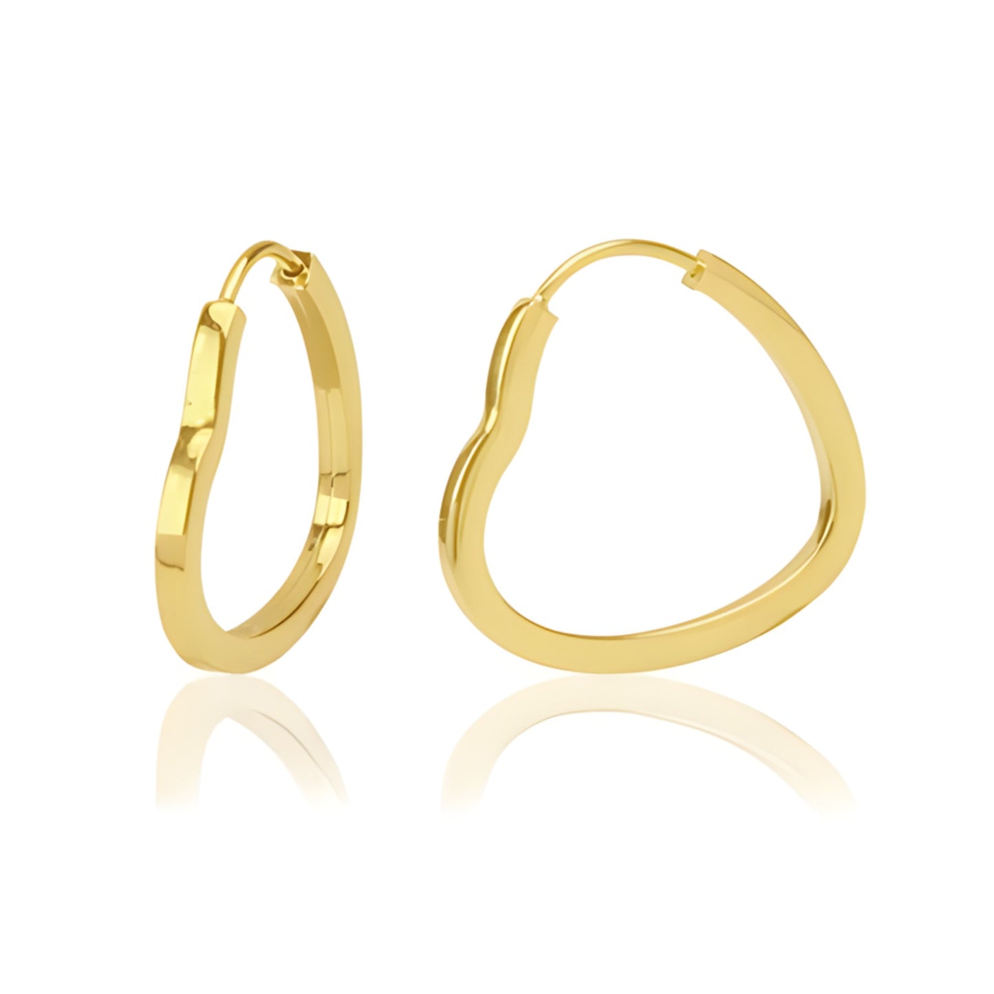 Brinco Argola Coração em Ouro Amarelo 18k-750