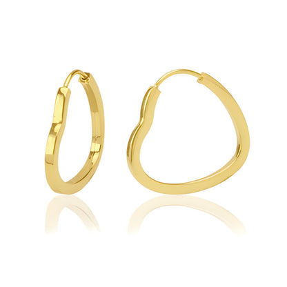 Brinco Argola Coração em Ouro Amarelo 18k-750