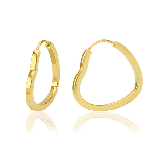 Brinco Argola Coração em Ouro Amarelo 18k-750