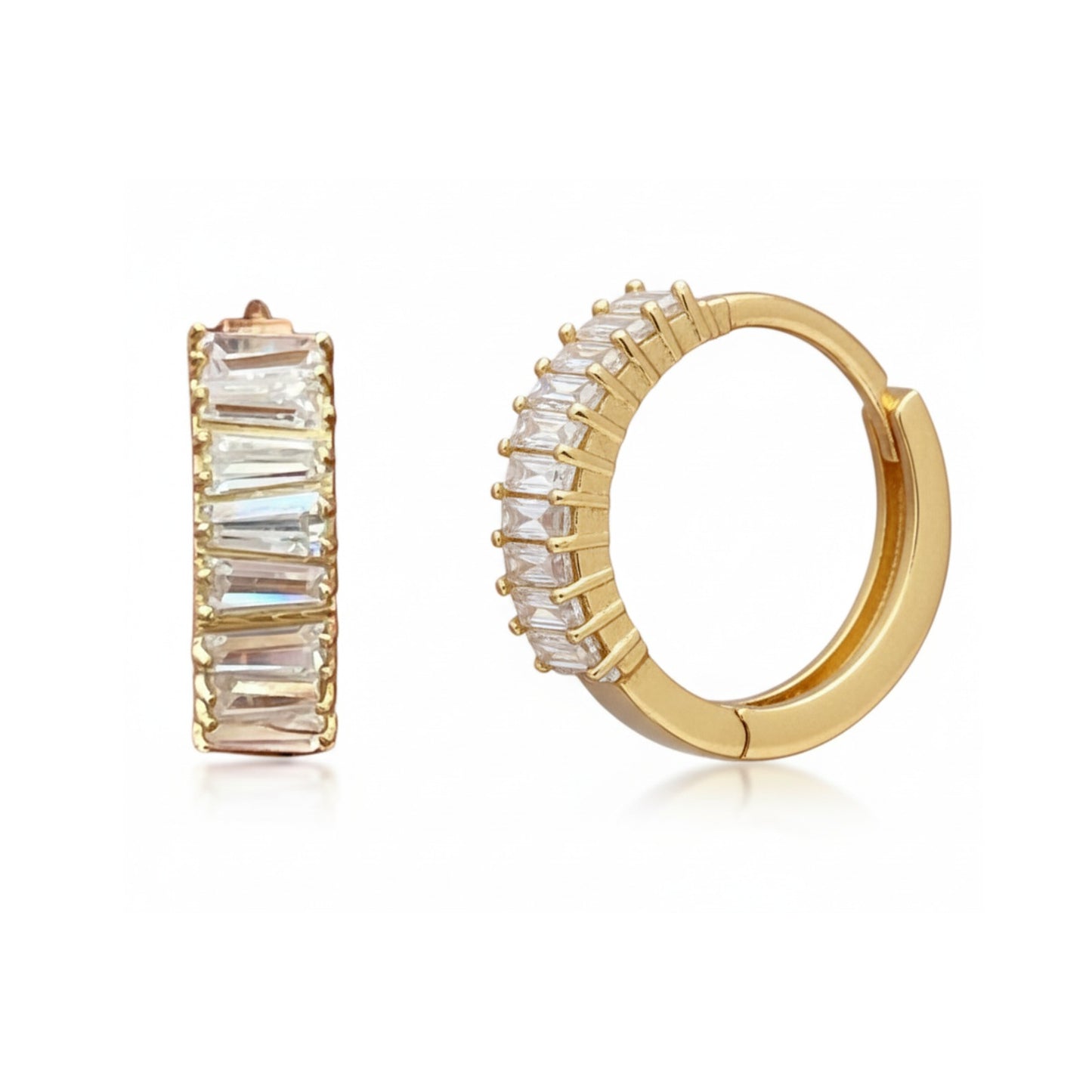 Brinco Argola em Ouro Amarelo 18K-750, com Zircônias