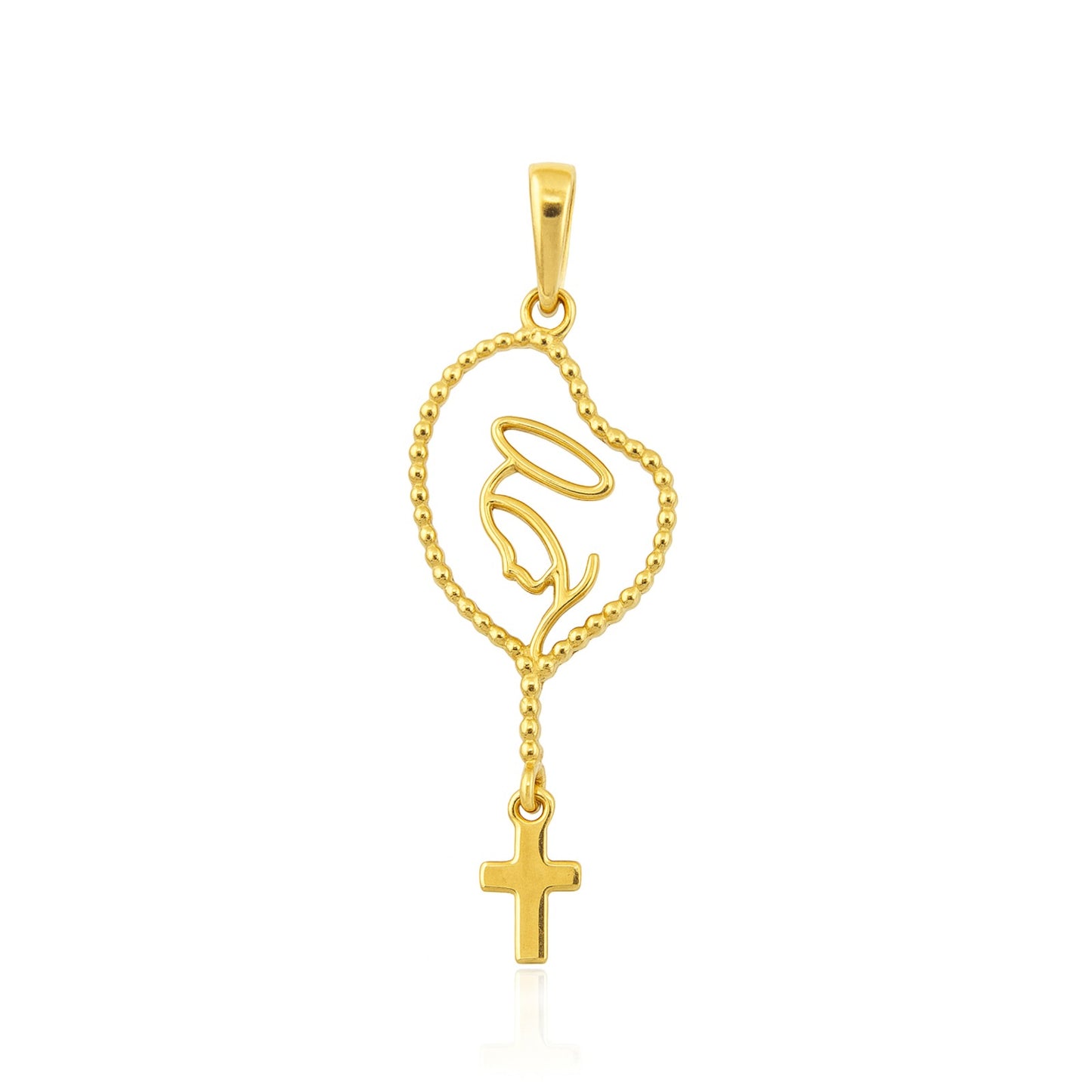 Pingente Terço com Nossa Senhora em Ouro Amarelo 18k-750
