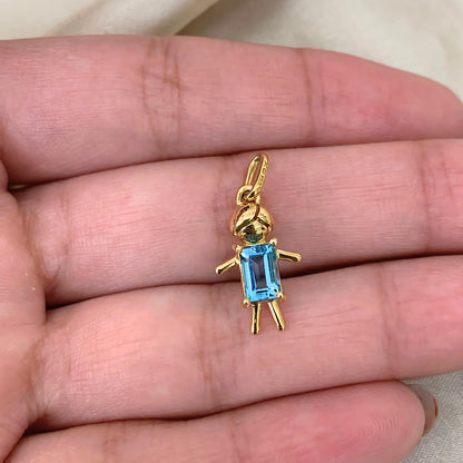 Pingente Menino Topázio Swiss em Ouro Amarelo 18K-750