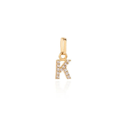 Pingente Letra K em Ouro Amarelo 18K-75, com zircônias