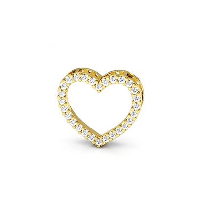 Pingente em Ouro Amarelo 18K Coração Cravejado com Zircônias Vazado