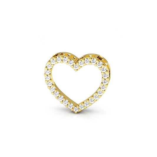 Pingente em Ouro Amarelo 18K Coração Cravejado com Zircônias Vazado