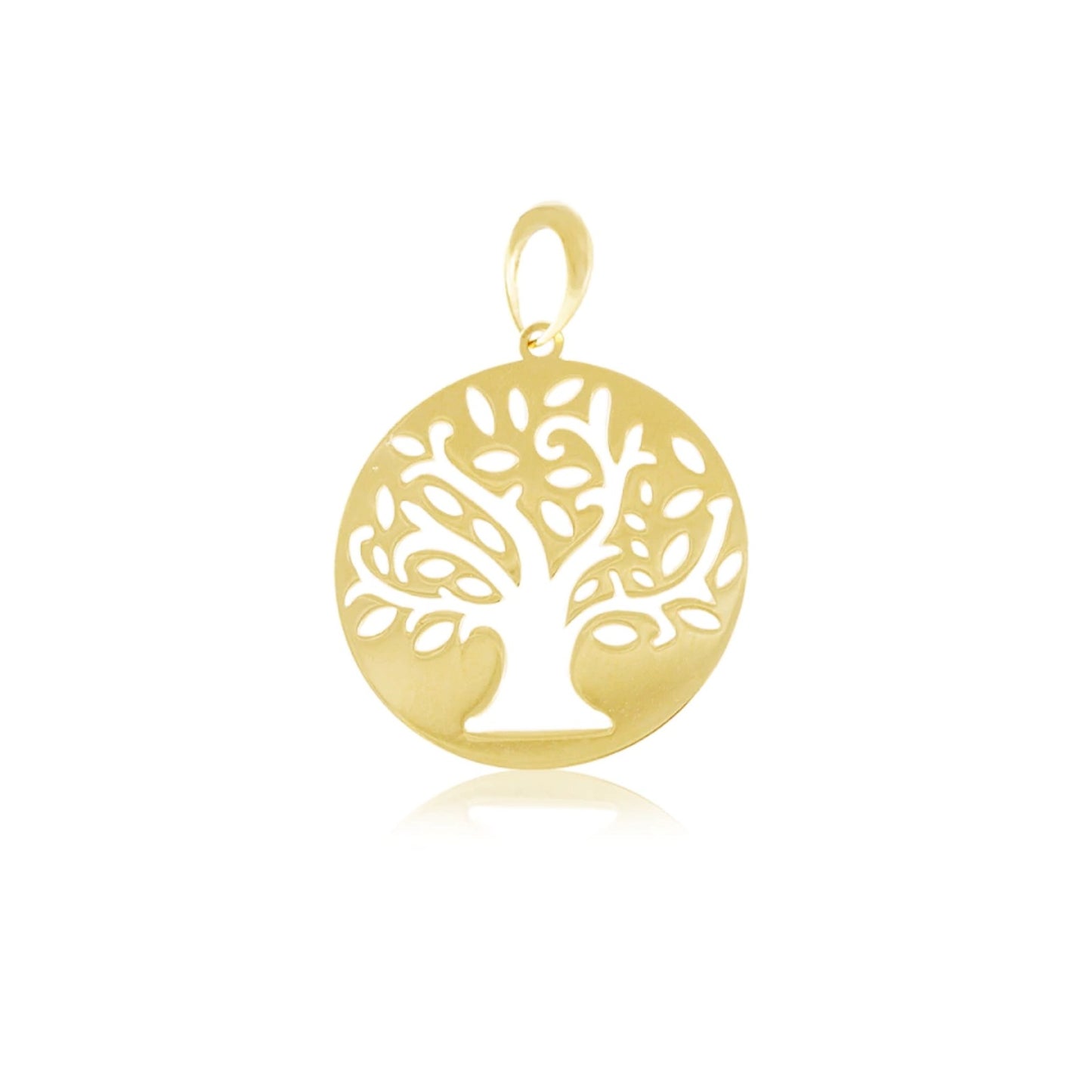 Pingente Medalha Redonda Árvore da Vida Vazada em Ouro Amarelo 18K-750