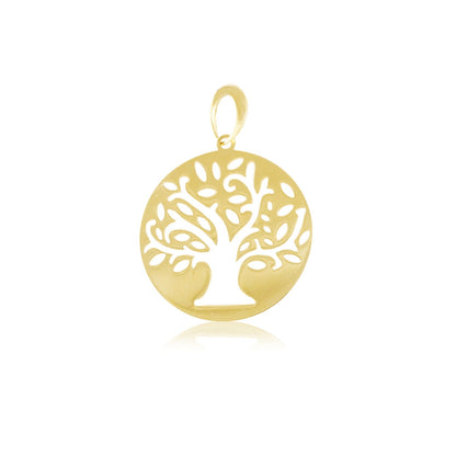 Pingente Medalha Redonda Árvore da Vida Vazada em Ouro Amarelo 18K-750